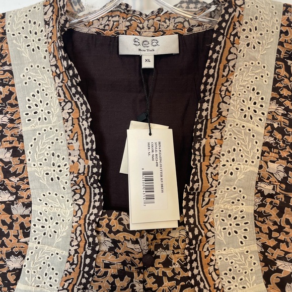 Sea New York Brown and Cream Dress with Lace Detail - Picture 4 of 12